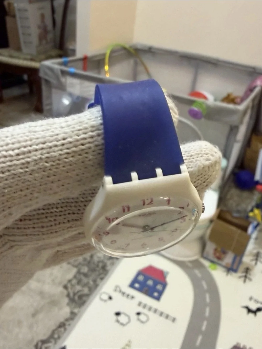 Swatch Gent IN THE BLOCK Men's Women's Watch 34mm White Pink Blue SO28W400